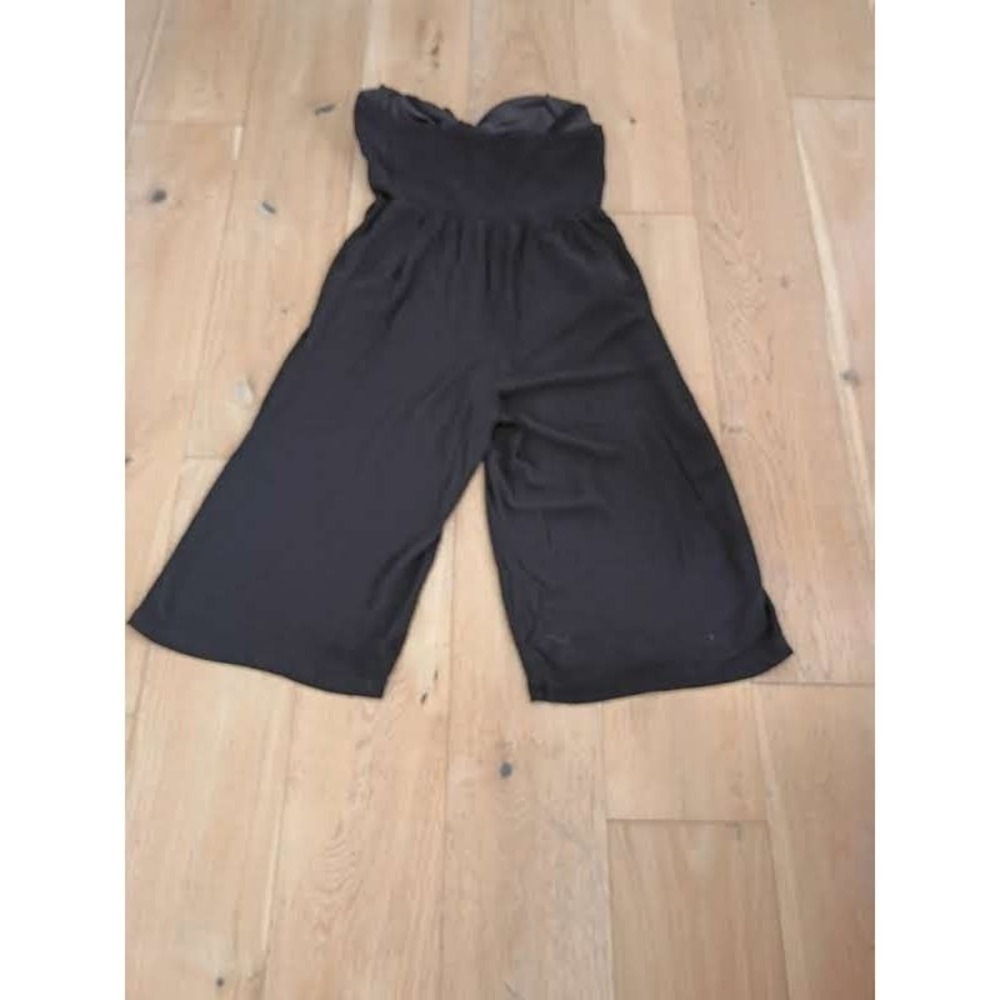 Lily Rose XL Black Wide Leg Jumpsuit Sweetheart Tie Front Smocked Coquette Curve - Picture 8 of 15